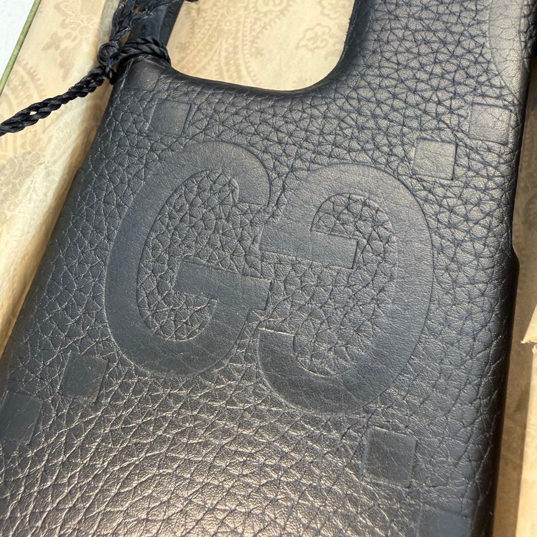 【新品】GUCCI ジャンボGG レザー iPhone15 ケース ブラック