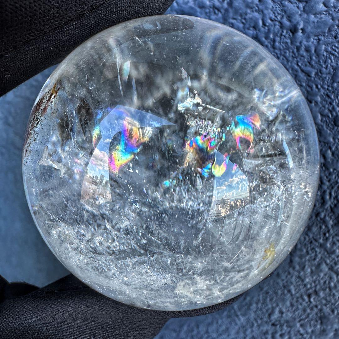 ヒマラヤ水晶☆ガーデンクォーツ共生 丸玉レインボー☆天然石☆パワー浄化A1310