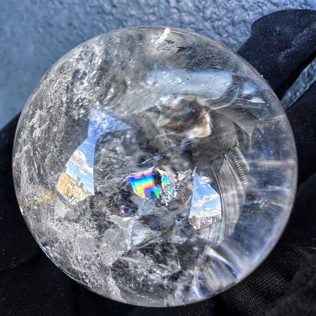 ヒマラヤ水晶☆ガーデンクォーツ共生 丸玉レインボー☆天然石☆パワー浄化A1310