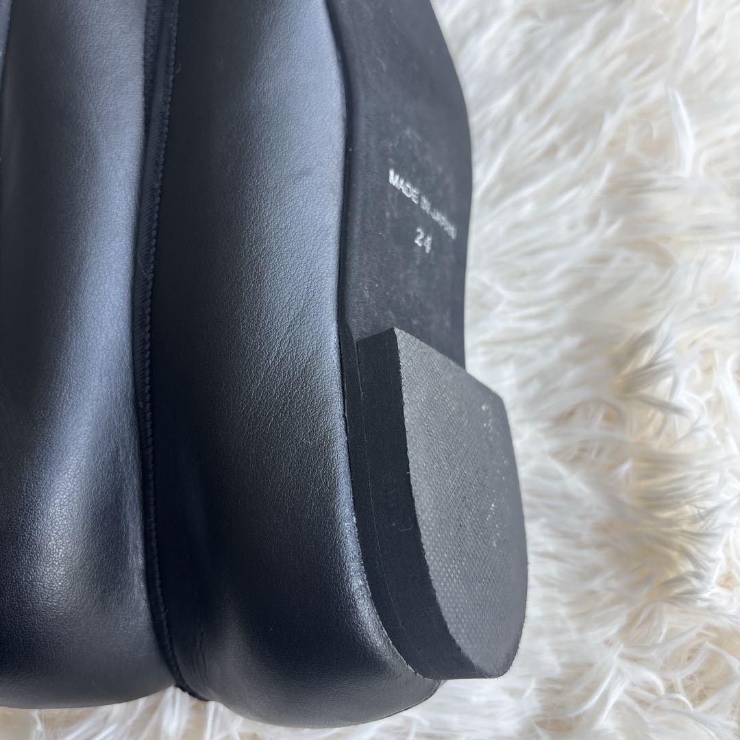 【美品】LE TALON リボンバレエシューズ 24cm 黒　レザー 日本製