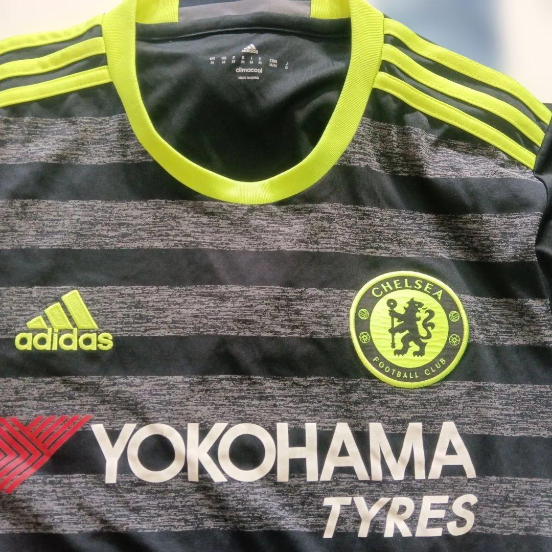 CHELSEA adidas シャツ ブラック/ライムＬサイズ
