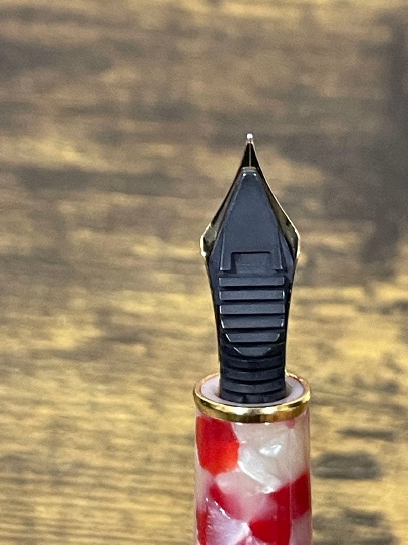 試筆のみ　セルロイド　金魚　14金　細字　プラチナ　万年筆　3776 備品付き