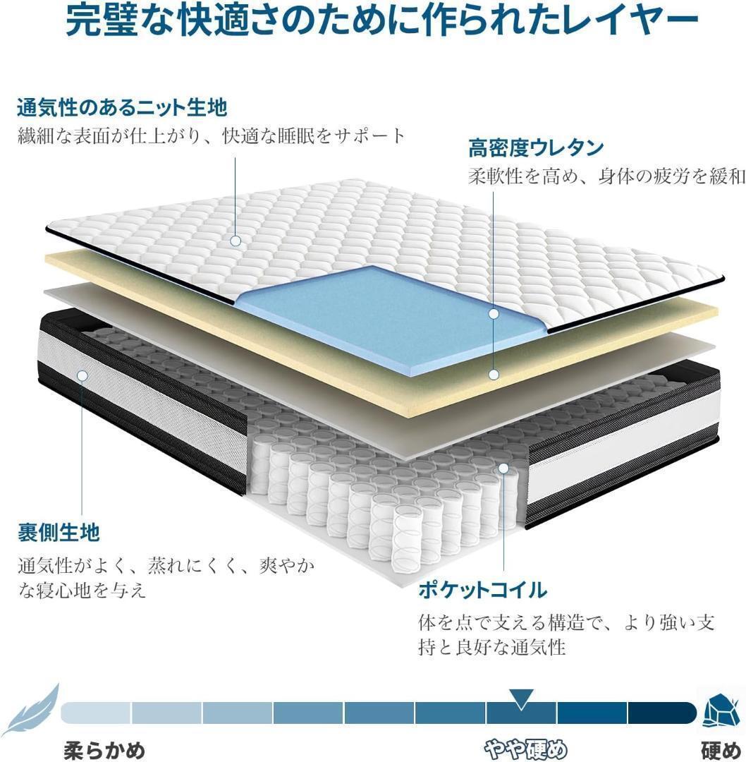 高級 マットレス シングル 高反発 独立スプリングポケットコイル 厚さも24cm