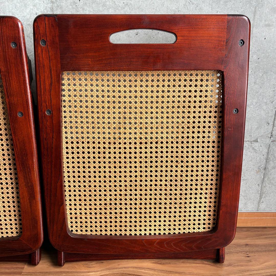 希少 カリモク ラタン 折り畳み 座椅子 4脚セット