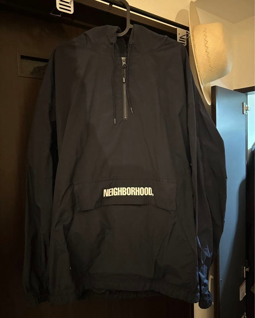 NEIGHBORHOOD. ネイビーナイロンジャケット フード付き