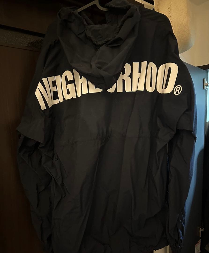NEIGHBORHOOD. ネイビーナイロンジャケット フード付き