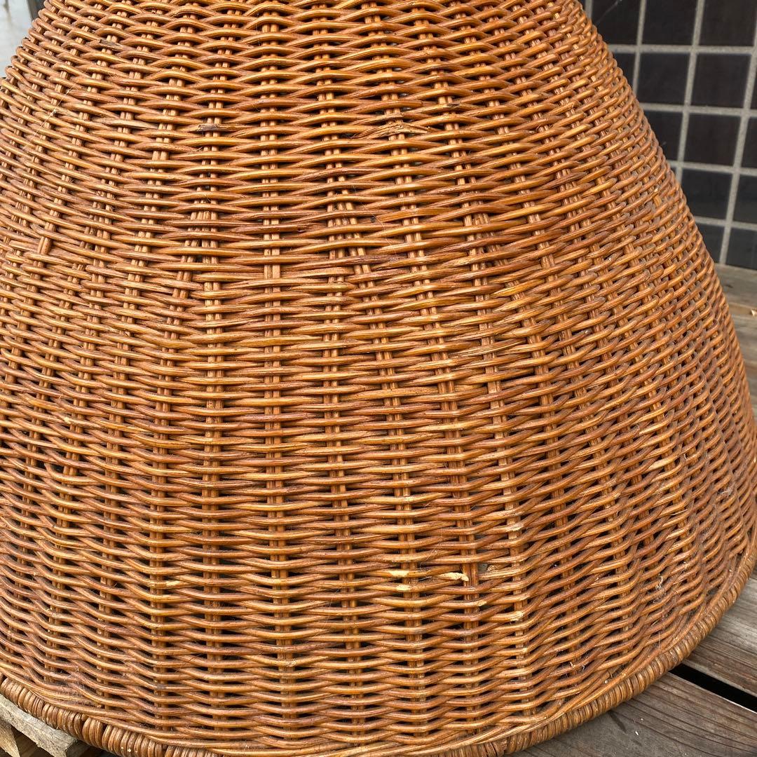 ラタン ヴィンテージダテーブル インテリア ガラス天板 店舗什器