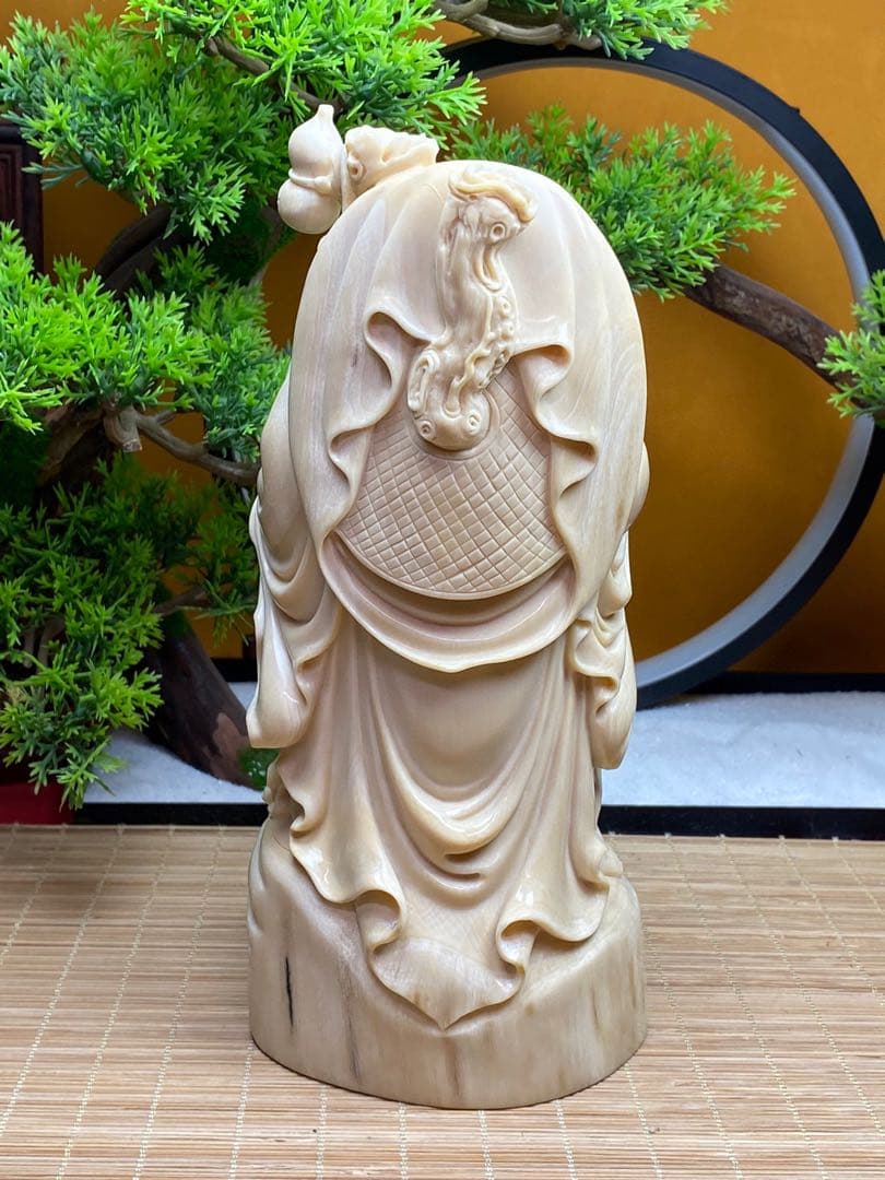 天然マンモス牙美しい手作り弥勒仏 置物