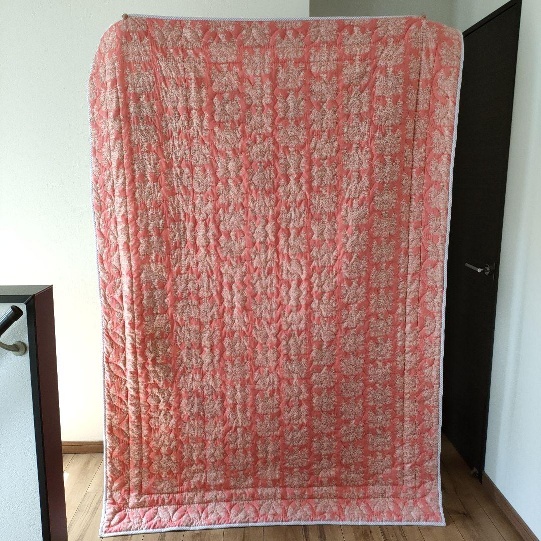 ハンドメイド　パッチワーク　キルト　ベッドカバー　花柄　おばあちゃんの花園