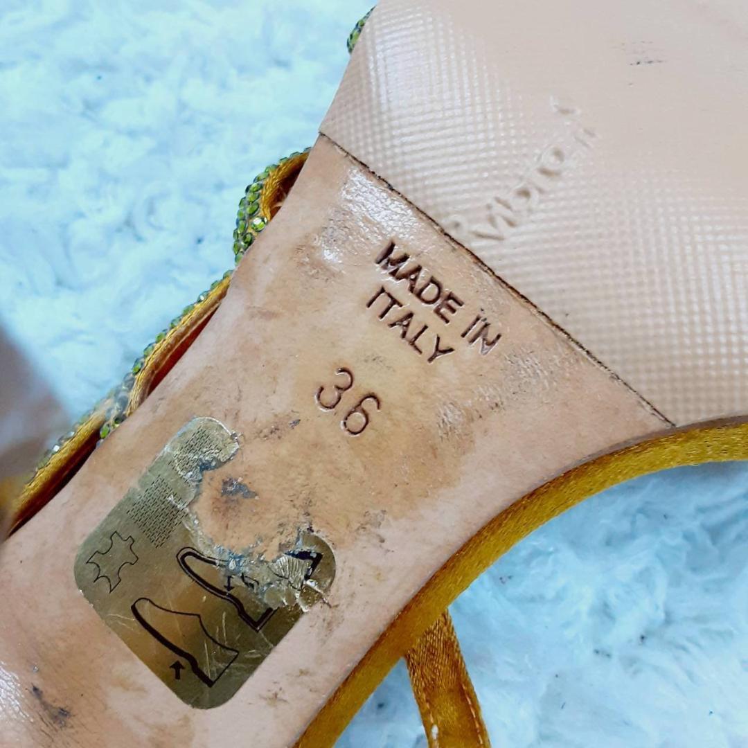 美品 23㎝◎レネカオヴィラ ハイヒールサンダル ゴールド イタリア製