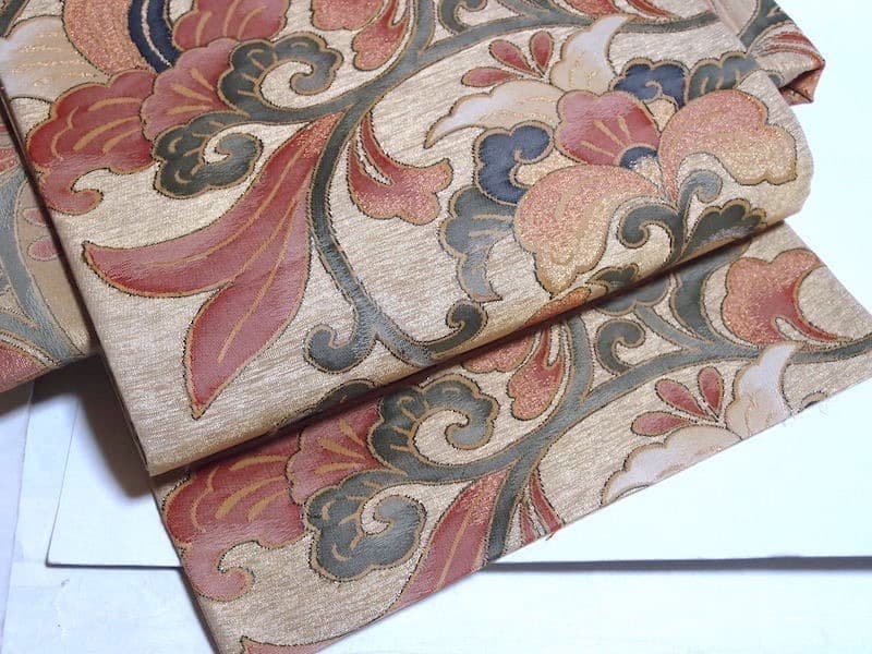 専用３点おまとめ　型染め紬九寸名古屋帯（牡丹唐草文） 正絹美品　他２点