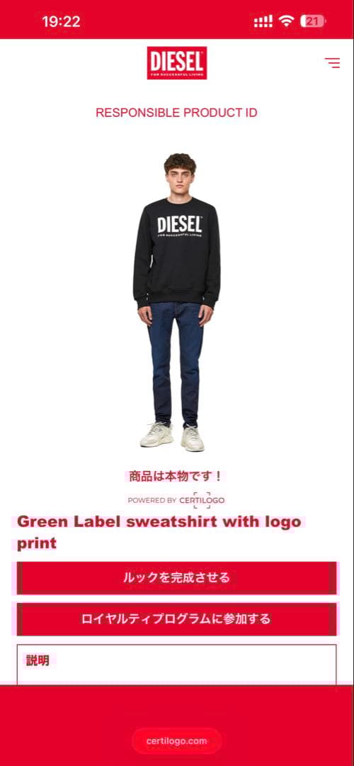 【正規品】DIESEL ブラック ロゴ　トレーナー（未使用・タグQR確認済み）