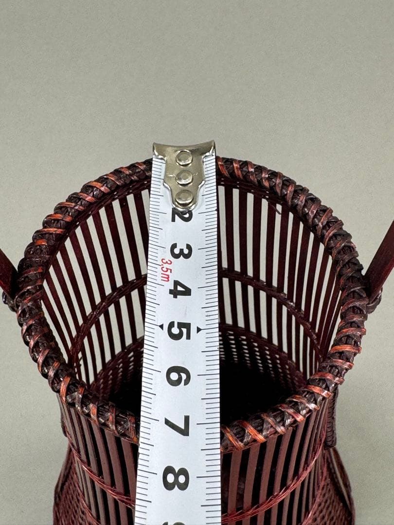 竹籠　渡辺竹清作　いけばな　茶花　花入　小原流　竹細工　竹編手付　花器　華道具