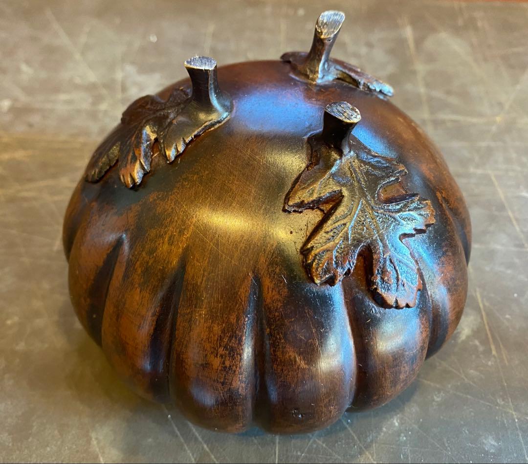 青銅製カボチャ型3足香炉　ミニ鉢受け　 ヴィンテージ　レア