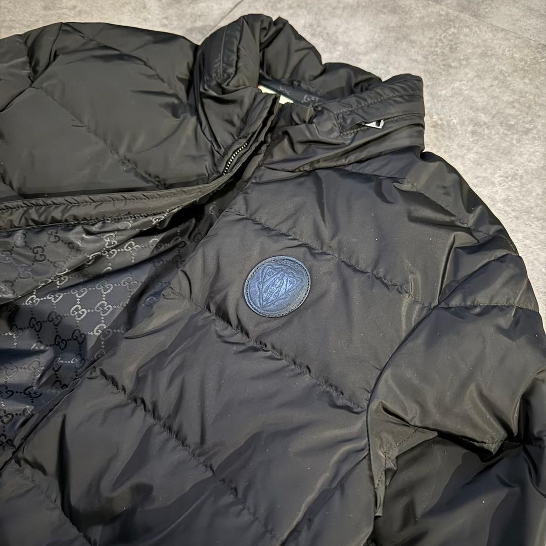 【裏地総柄❗️】GUCCI ダウンジャケット　ワッペンロゴ　ブラック　46 M