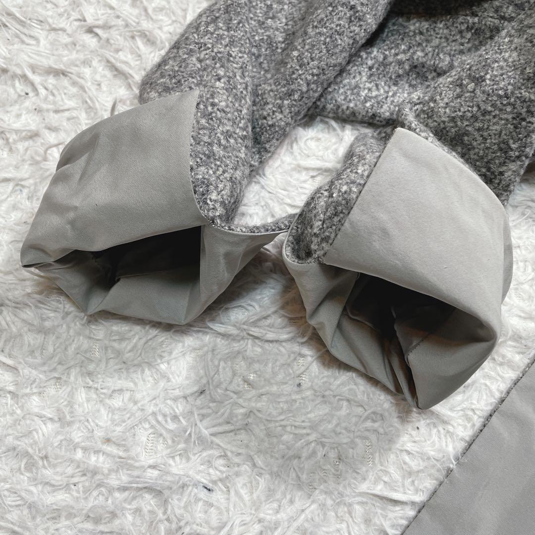 マックスマーラ　白タグ　ショートコート　ベルト　アルパカ　シルク混　グレー　M