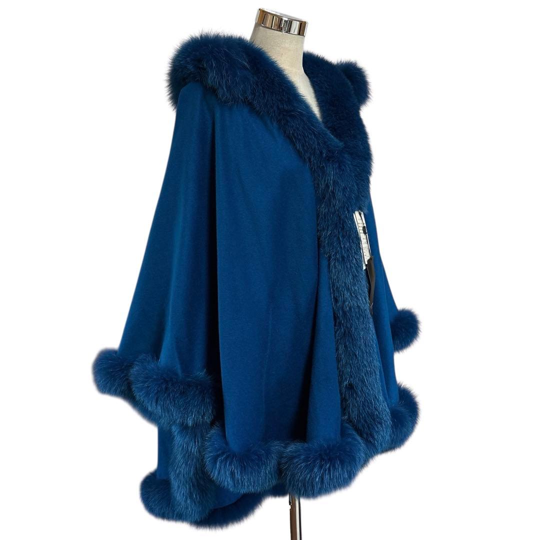 タグ付き ジャンルイシェレル カシミヤ100 フォックスファー ポンチョ