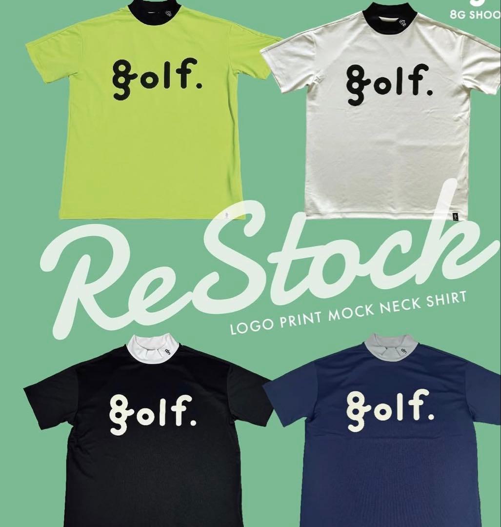 ゴルフ ロゴプリント モックネックシャツ ブラック