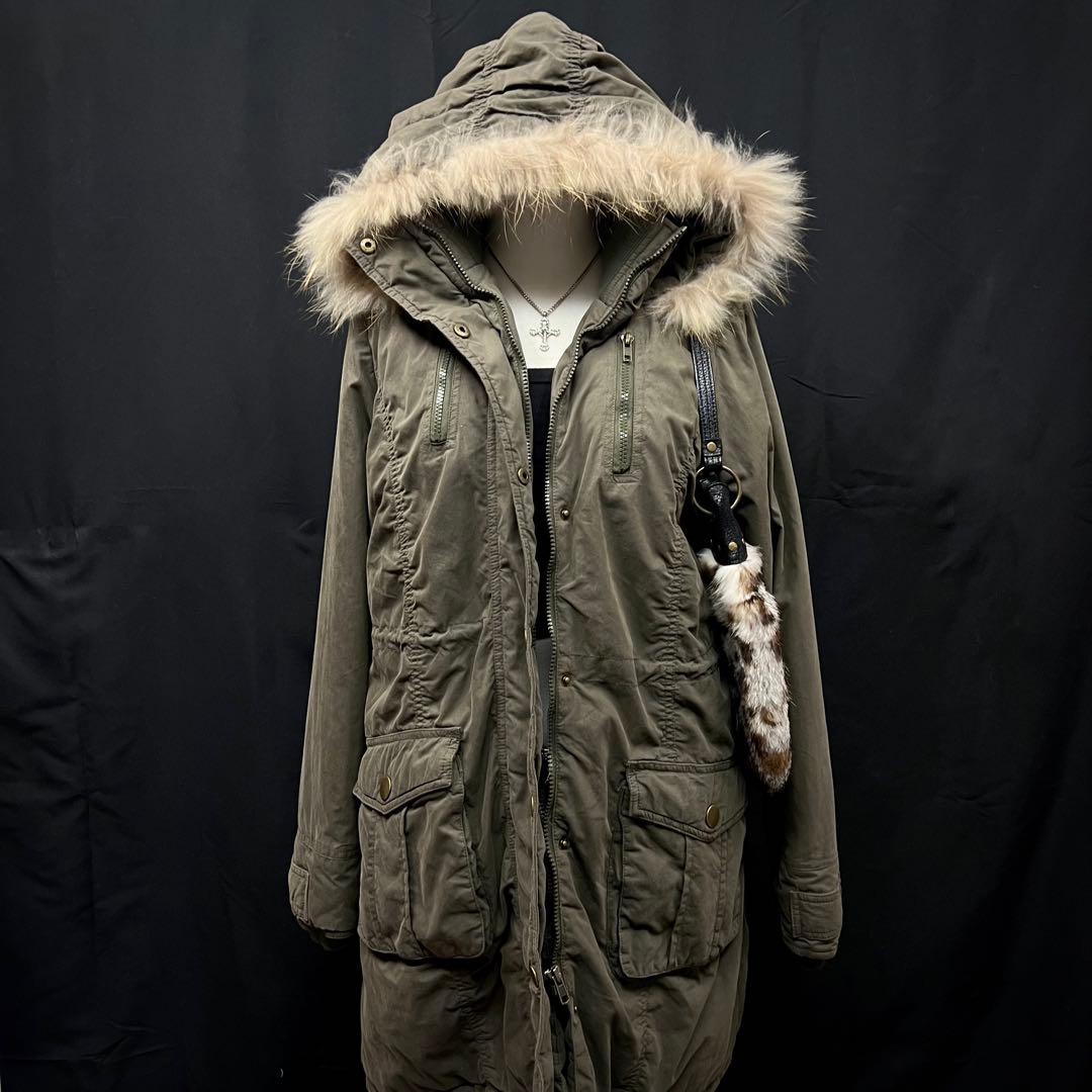 平成ギャル　y2k グランジ　ファー付き　モッズコート　ギミック　ロング