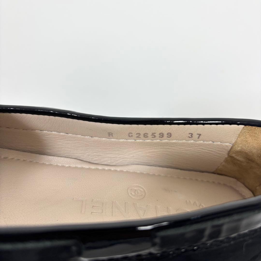 CHANEL ココマーク エナメル ドライバーズシューズ ローファー 黒 37