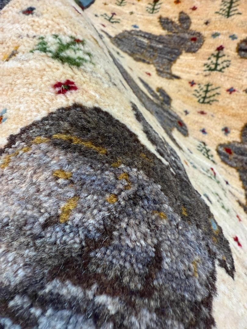 ギャッベ 86x59cm ペルシャ絨毯 手織り ギャベ 玄関マットラグ 絨毯