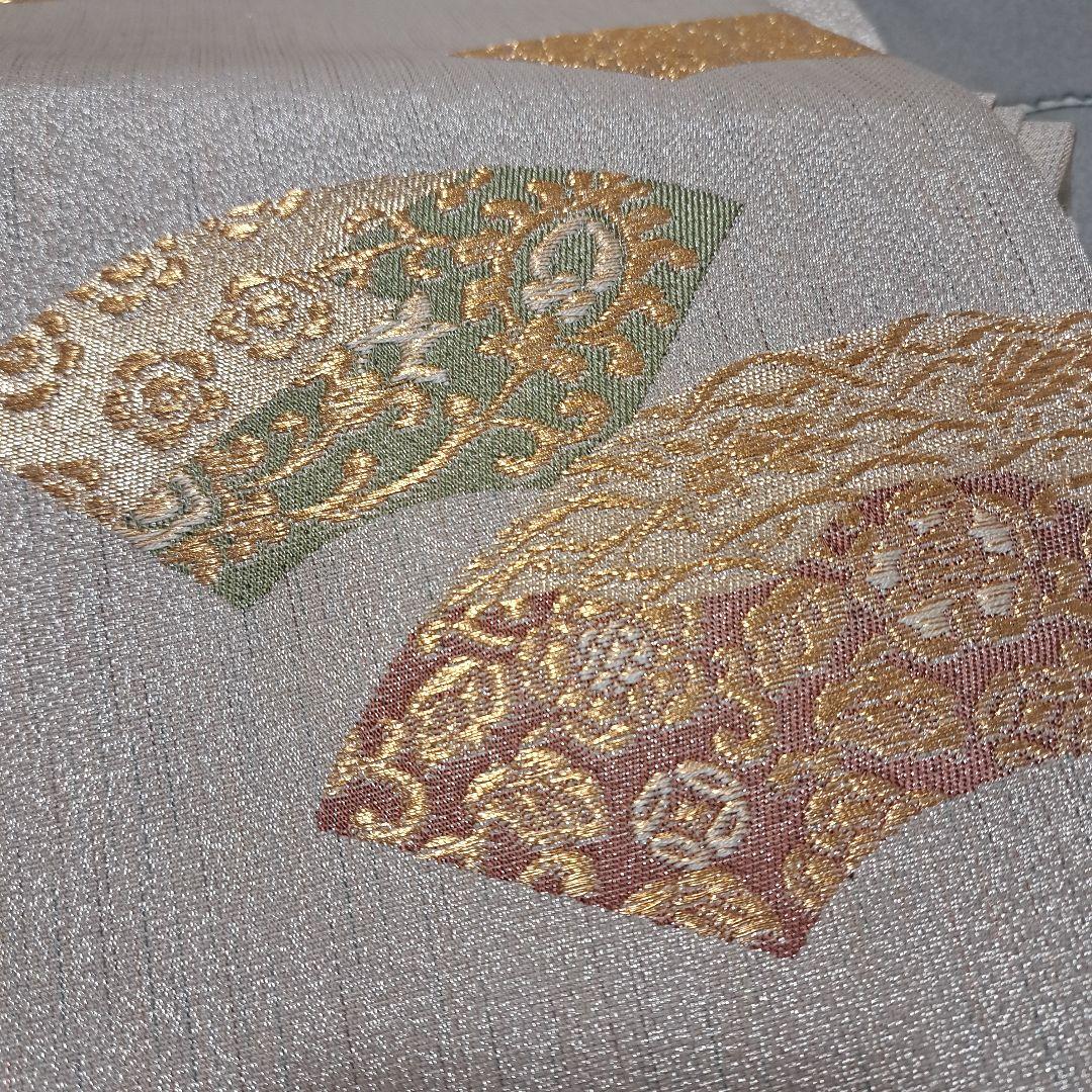 さくまる　染めちりめん名古屋帯　茶道杓立て　袋帯　帯締め+帯留