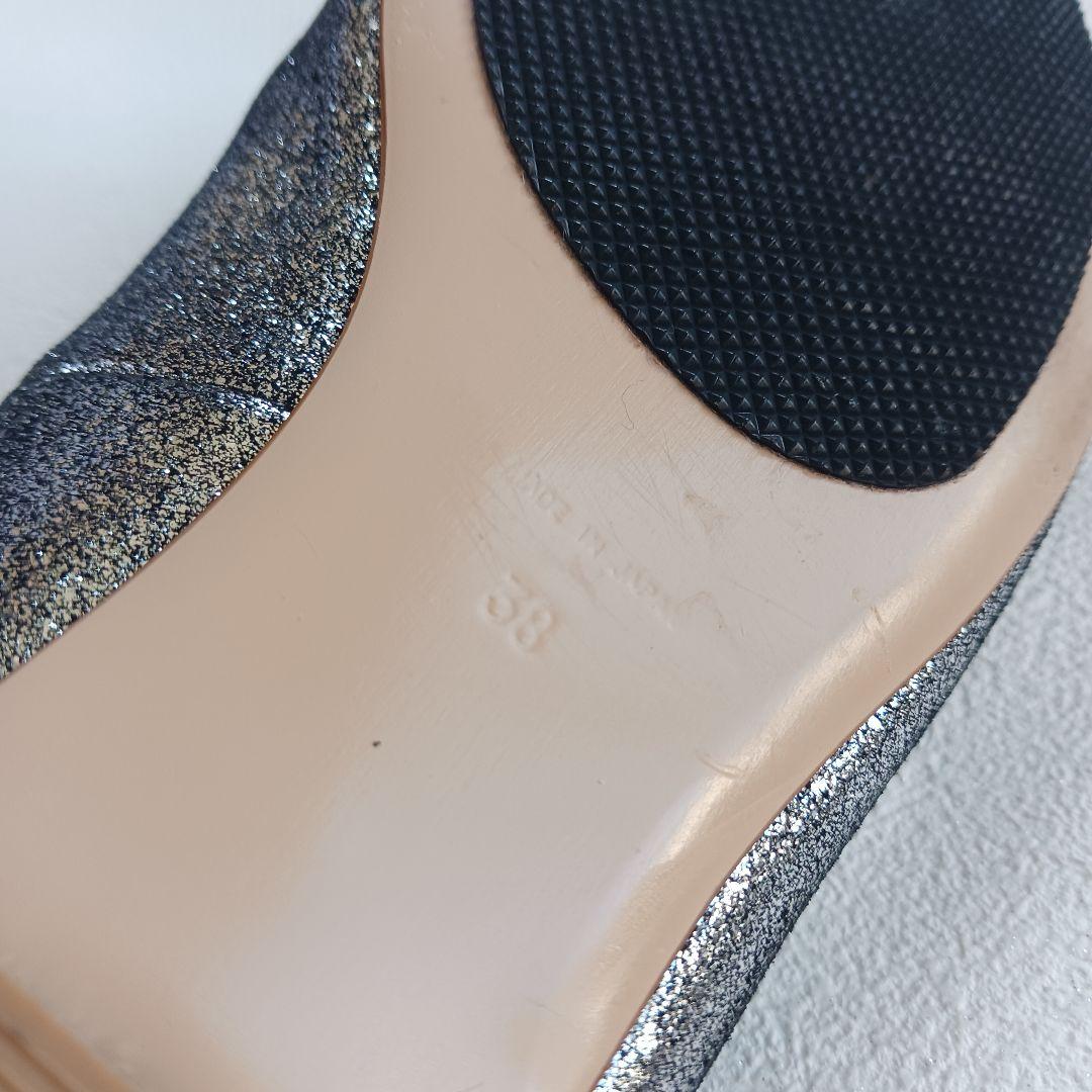 ピッピシック フラットシューズ パンプス ラメ グリッター ビジュー 大きい38