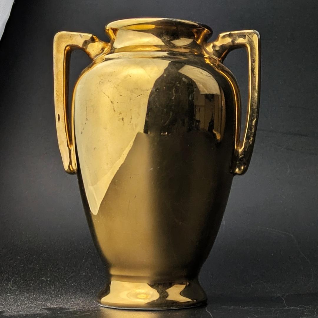 ノリタケ森村組 Mリース 金彩花瓶ミニ 1911-1920年代 双耳 輸出品