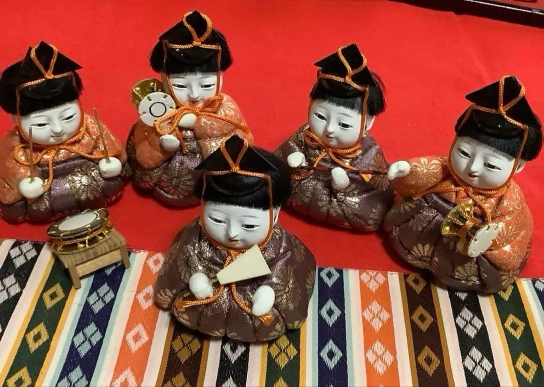 木目込み人形　１５人揃え】西陣織着物　ひな祭り お雛様古民具