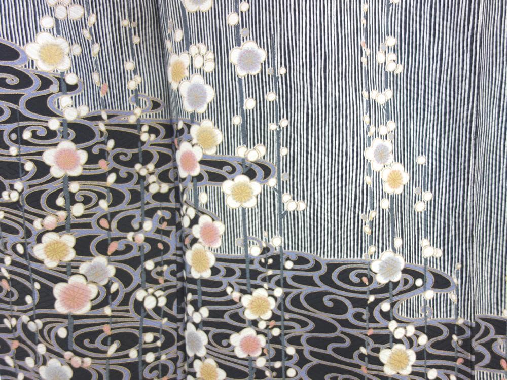 【SALE30%OFF】shimako未使用美品 訪問着 縞に梅模様