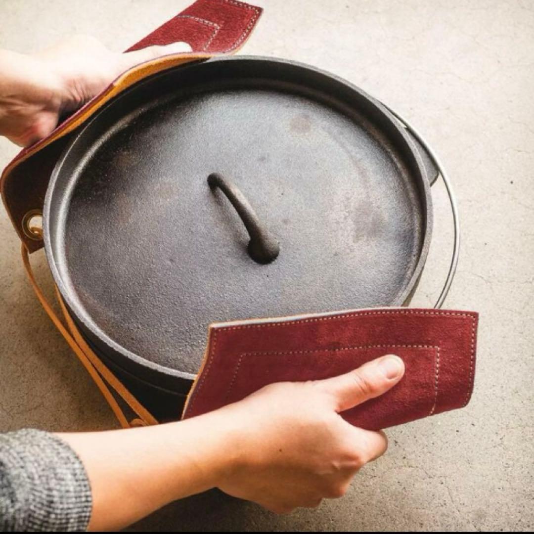 大きな革の鍋つかみ＆鍋敷き　２枚セット