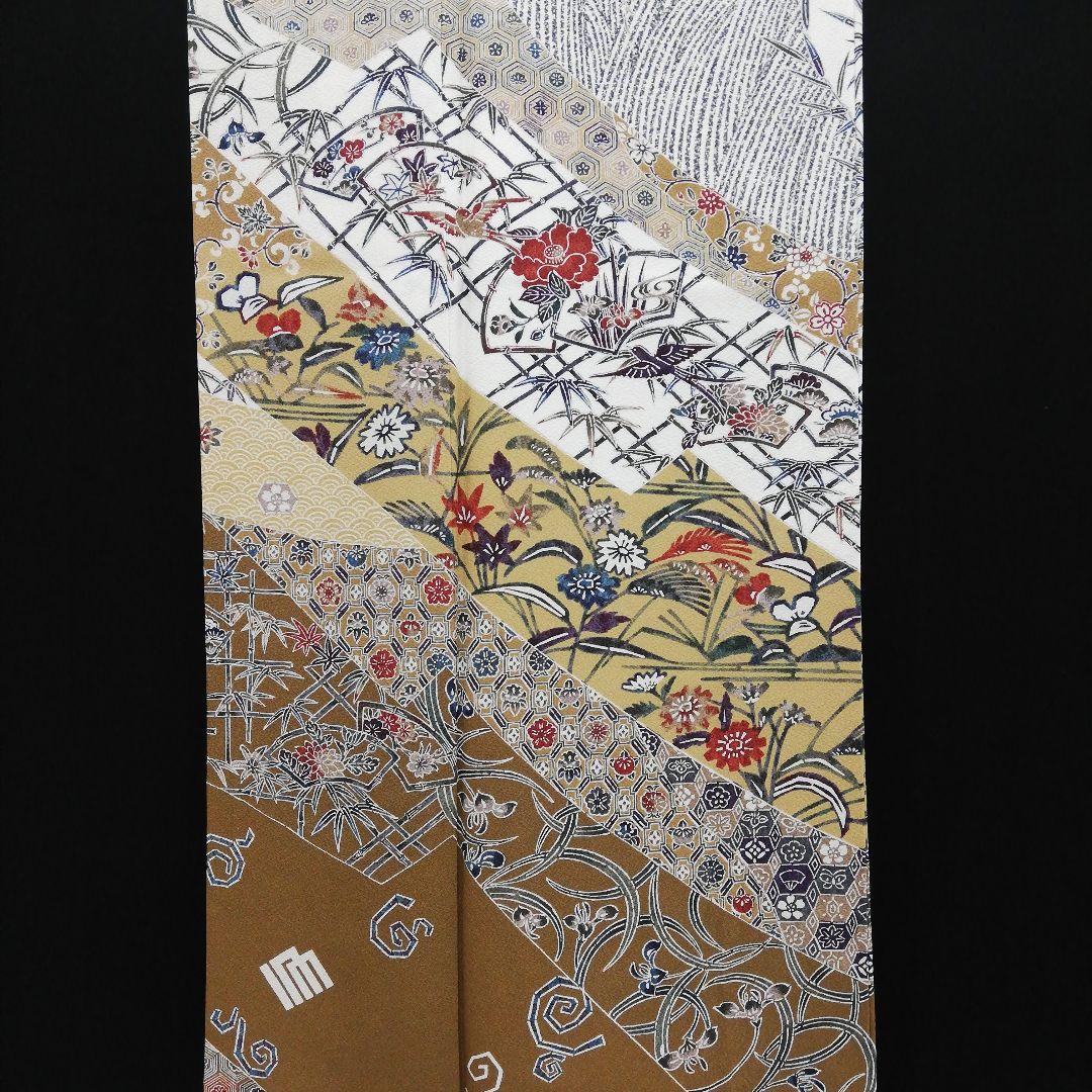しゃれ訪問着(袷)　(地紙に花鳥 源氏香 花唐草 吉祥紋　ちりめん　ガード加工)