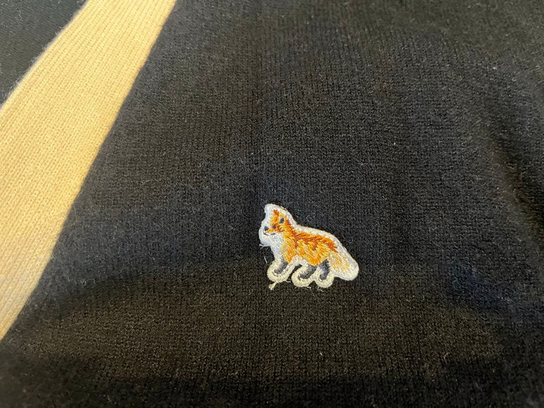 メゾン キツネ フォックスパッチ バイカラー クラシック カーディガン