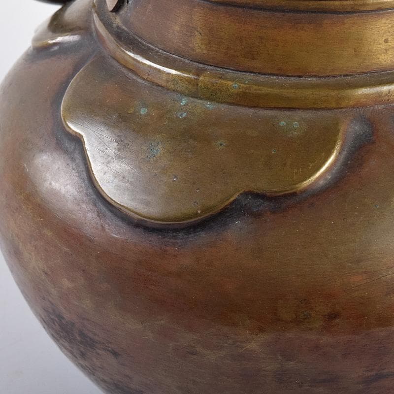 煎茶道具　黄銅　湯沸し　急須　時代箱付　D　R7771