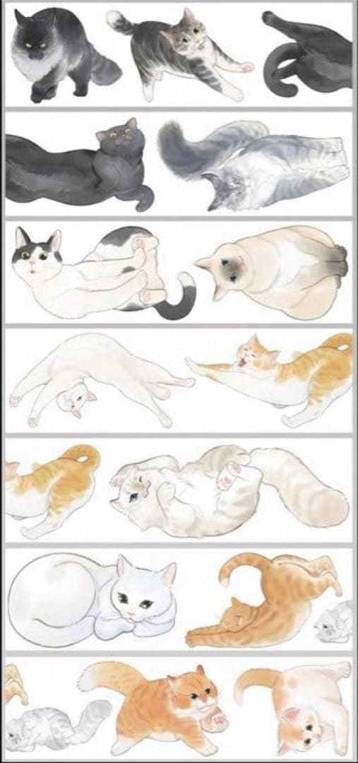 PET 3cm×5m 喵喵 海外マスキングテープ　海外マステ　ネコ