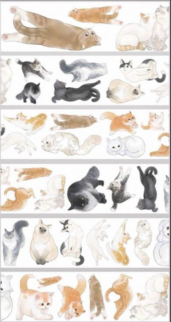 PET 3cm×5m 喵喵 海外マスキングテープ　海外マステ　ネコ