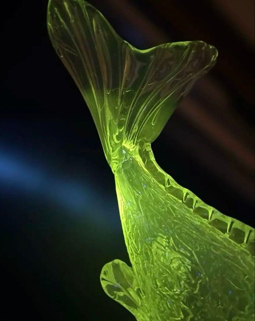 【ともたん⭐️大正ガラス・和ガラス】美品✴︎鯉の掛け花瓶　ウランガラス