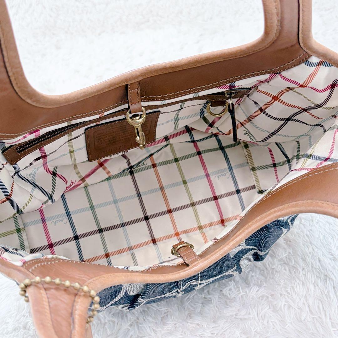 人気 COACH コーチ デニム シグネチャー柄 レザー 12751