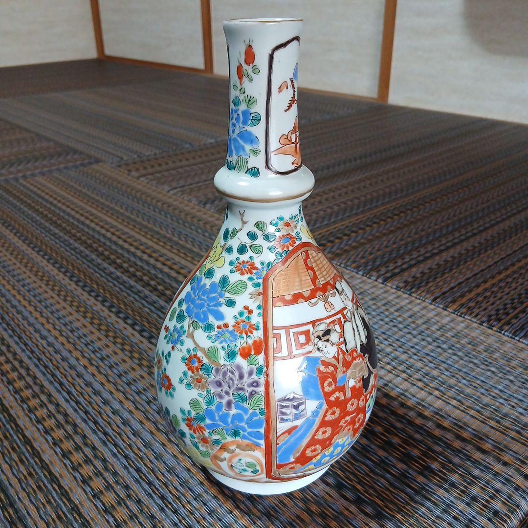 肥碟山信甫造の壺/幕末明治里帰り伊万里有田焼田代商会/公家菊牡丹錦絵/骨董一輪挿