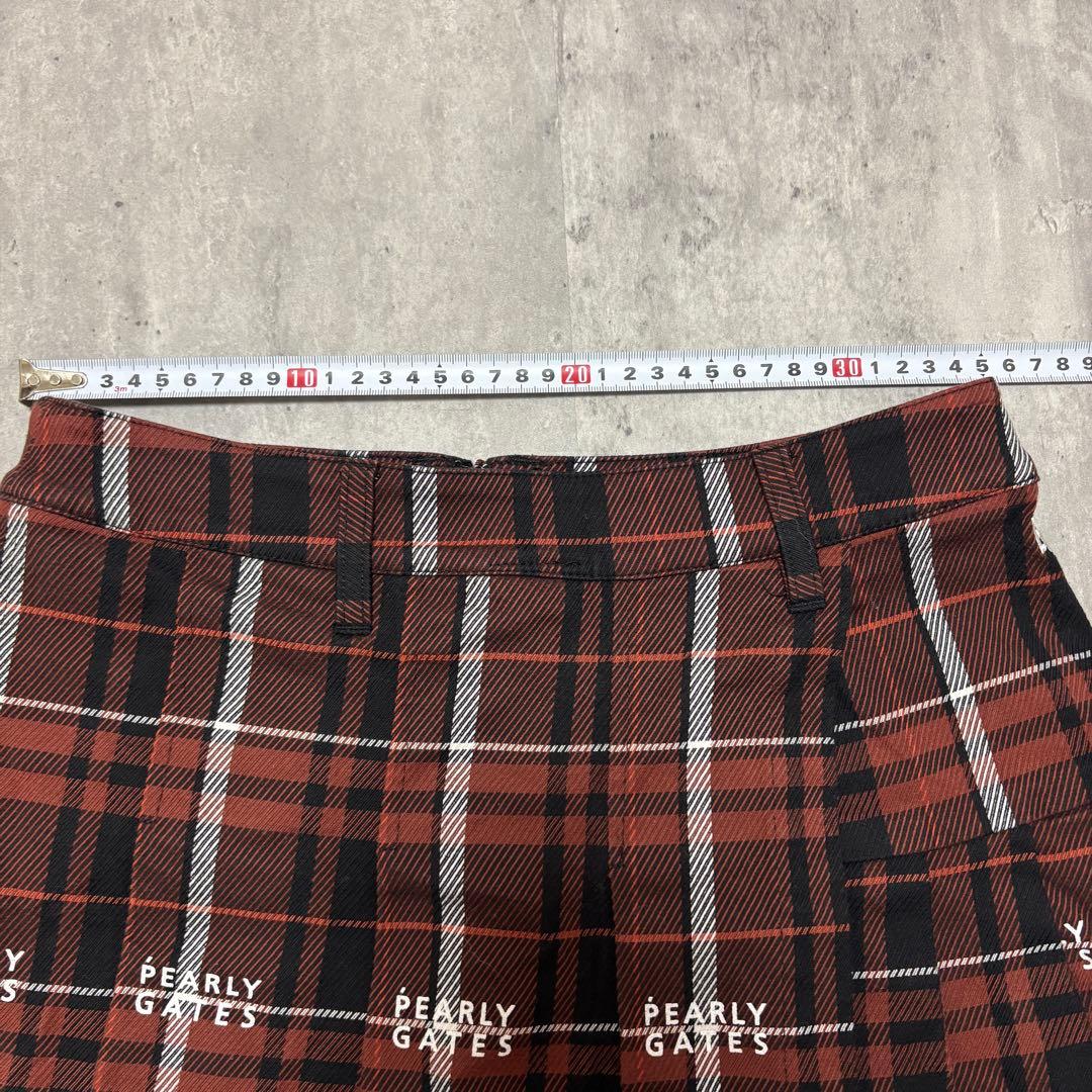 【パーリーゲイツ】美品 プリーツスカート チェック ロゴ 0サイズ レディース