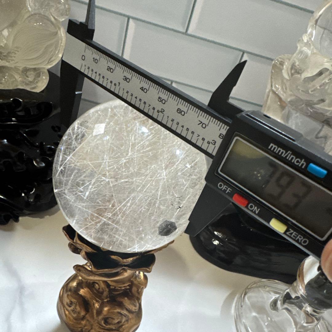 【コレクション】天然水晶 シルバールチルクォーツ 丸玉 7.8cm