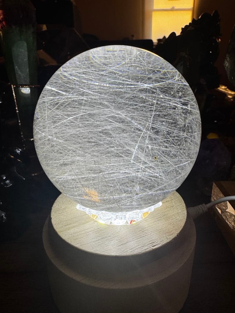 【コレクション】天然水晶 シルバールチルクォーツ 丸玉 7.8cm