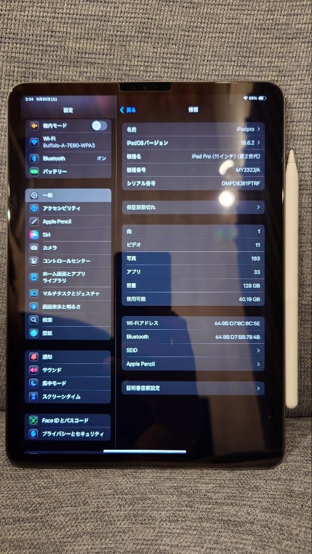 iPad Pro (11インチ) 第2世代 ApplePencilセット