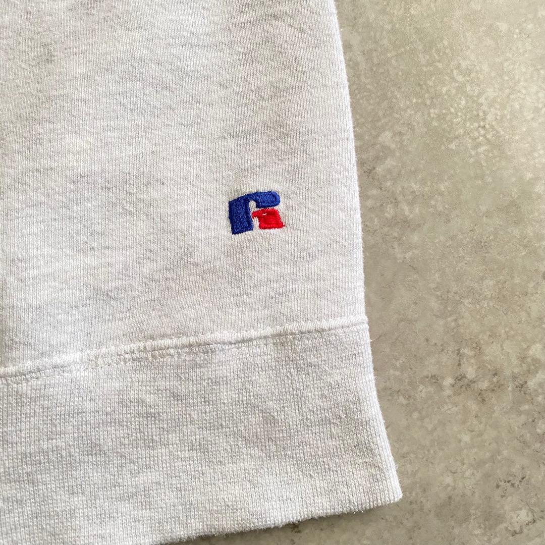 90s ラッセル ハイコットン 前V 無地 スウェット USA製 グレー L