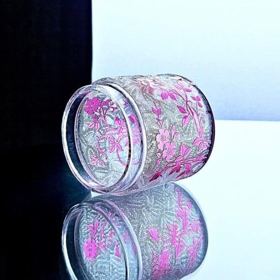 花のオールドバカラ エグランチエの小物入れ【1916年カタログ】ピンク