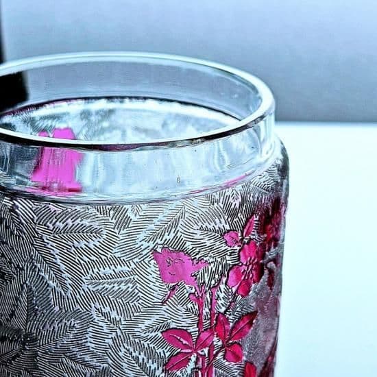 花のオールドバカラ エグランチエの小物入れ【1916年カタログ】ピンク