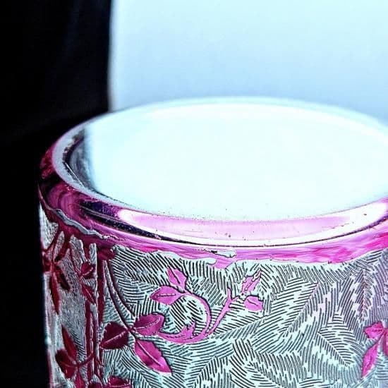 花のオールドバカラ エグランチエの小物入れ【1916年カタログ】ピンク