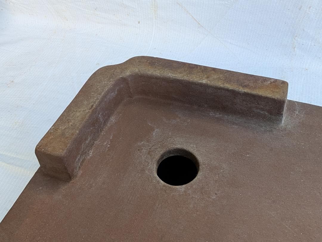 【周宝山】大型盆栽鉢 長方形 外寸59×45.5×高さ13cm ヒビあり