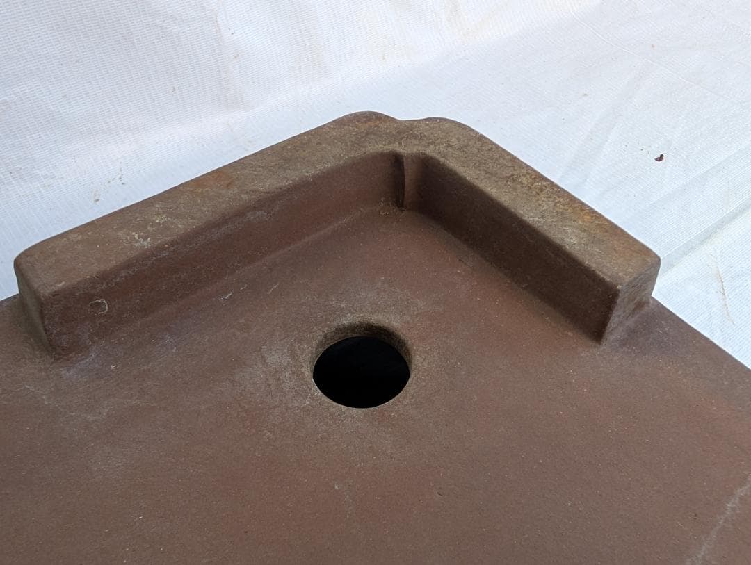 【周宝山】大型盆栽鉢 長方形 外寸59×45.5×高さ13cm ヒビあり