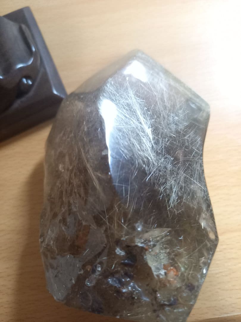 ルチルクォーツ　麒麟　彫り物　ルチルクォーツ水晶部分75×95ミリ　早く売り切り